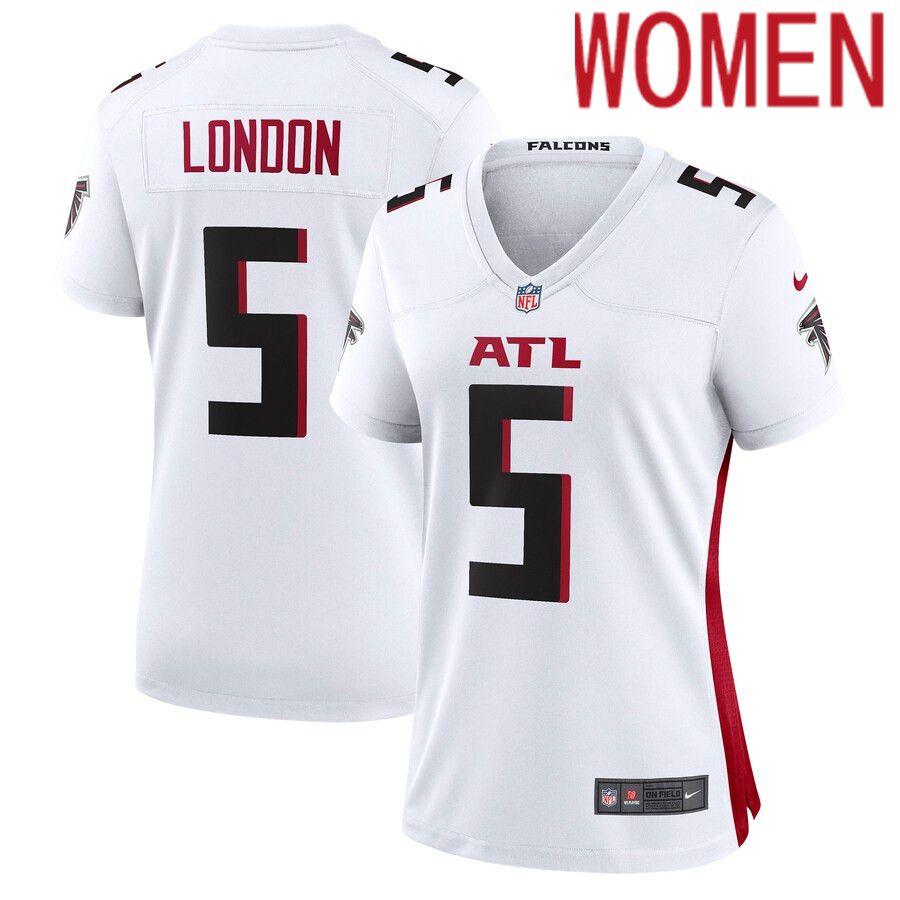 Women Atlanta Falcons 5 Drake London Nike White Away Game Player NFL Jersey